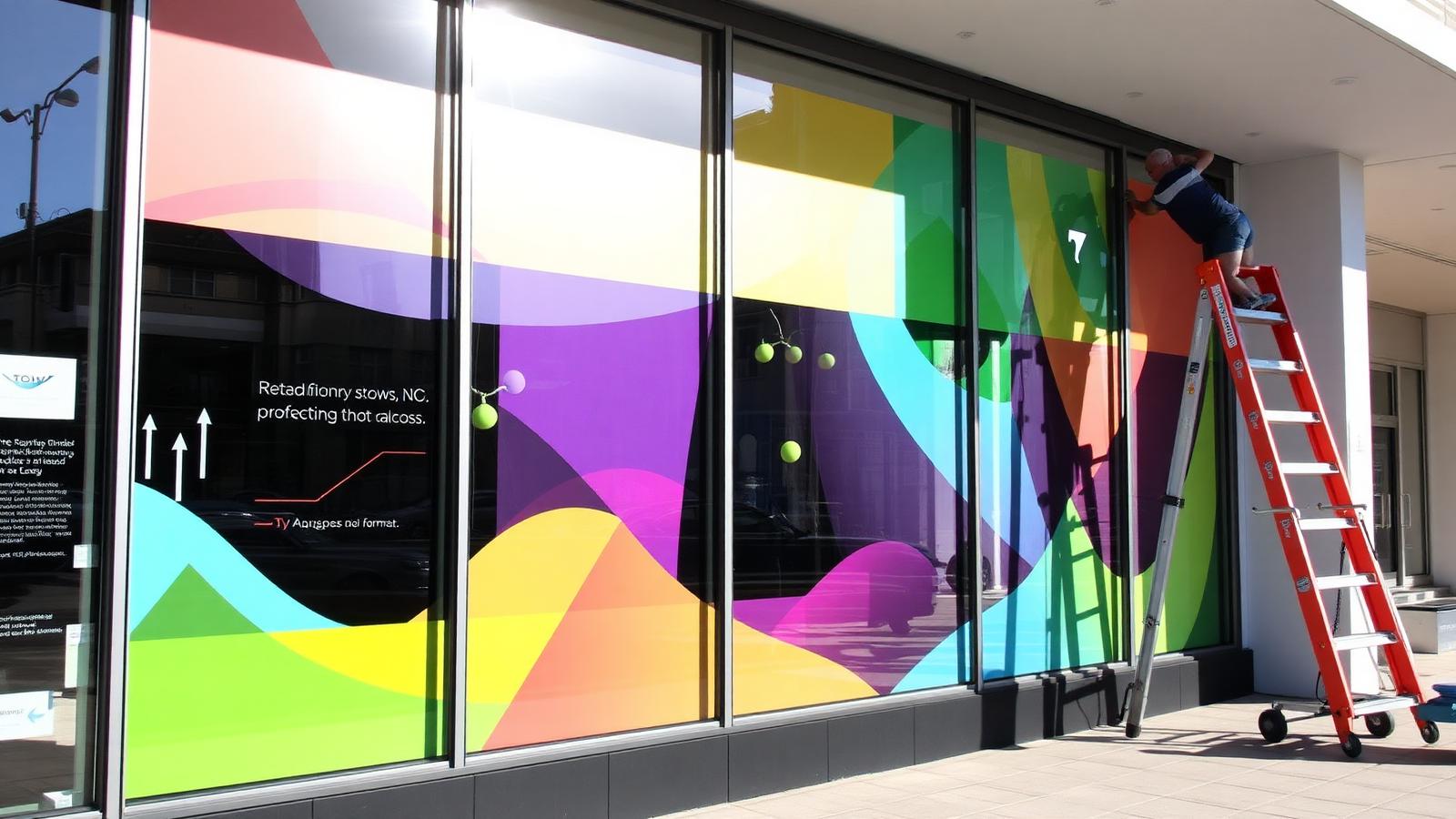 Retail storefront wide format signage installation